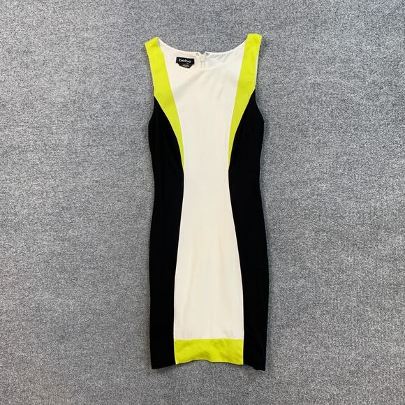 Bebe Dress Women XS Extra Small Multi Paneled Bodycon Back Zip Fitted Lined Mini - Picture 2 of 12